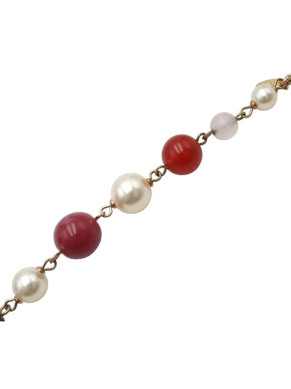 Chanel Bracelet Multicolor Metal CC Logo Stone Rhinestone Faux Pearl